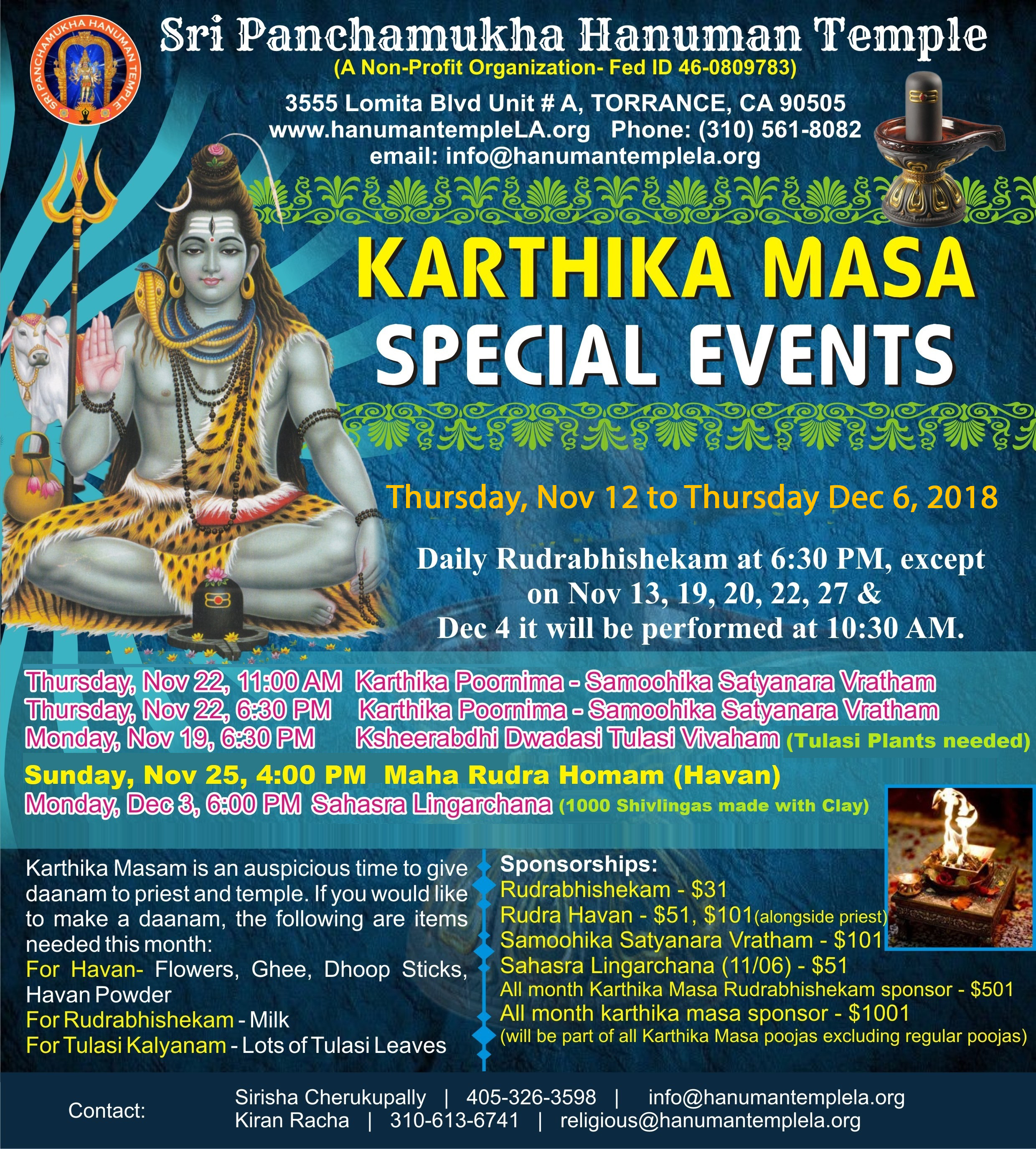 Karthika Masam 2023 Telugu Calendar Karthika Masa 2018 Sri Panchamukha Hanuman Temple And Religious Academy