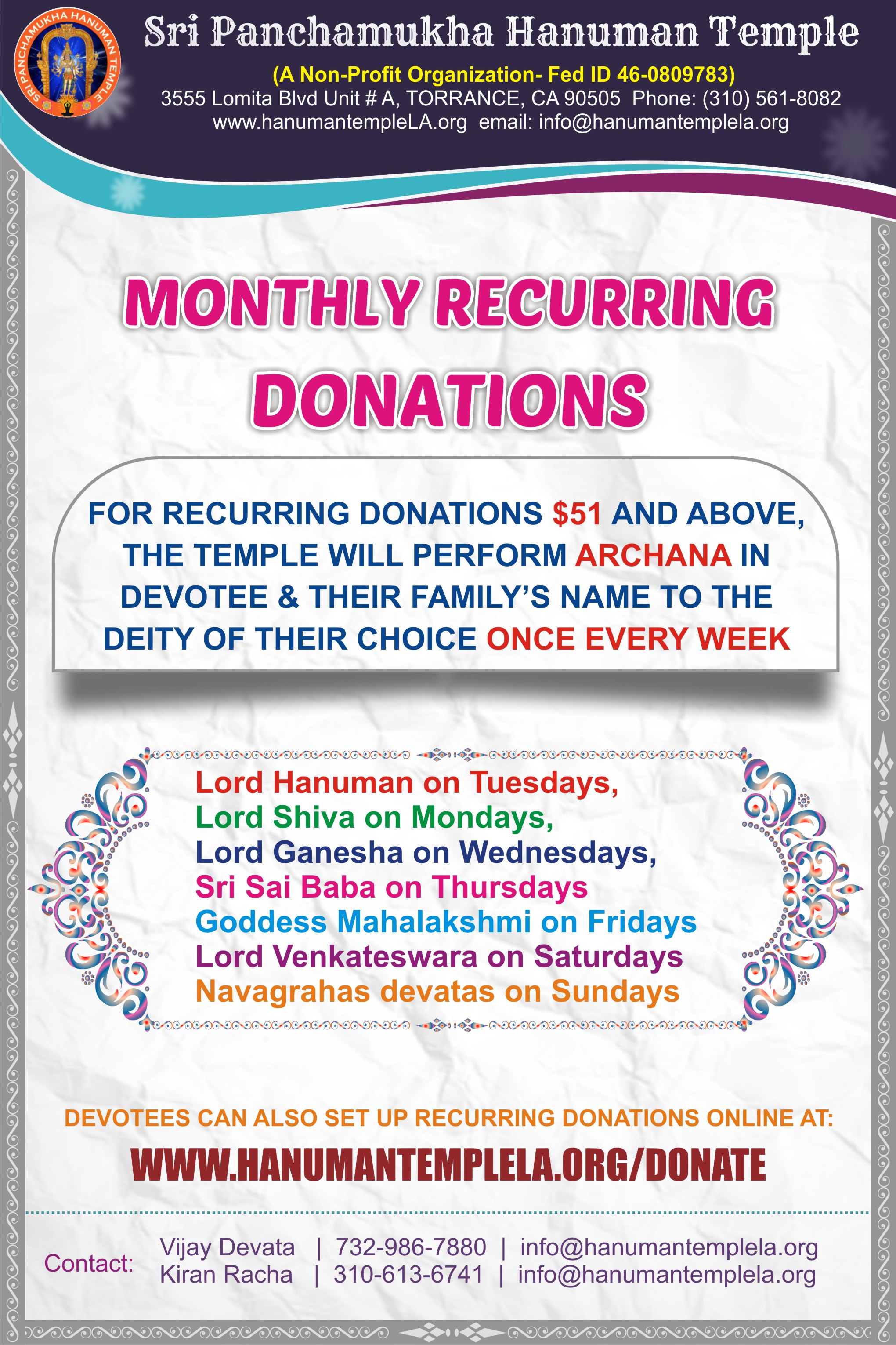 recurring donations flyer